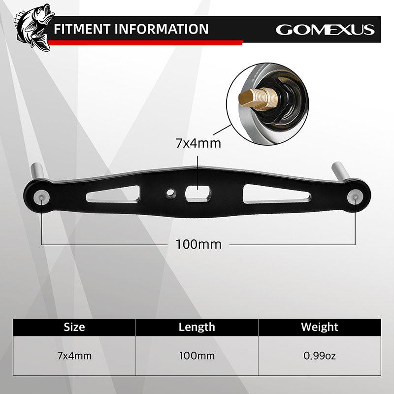 Gomexus Aluminum Handle for Baitcasting Reel with TPE Knob MBD-A27