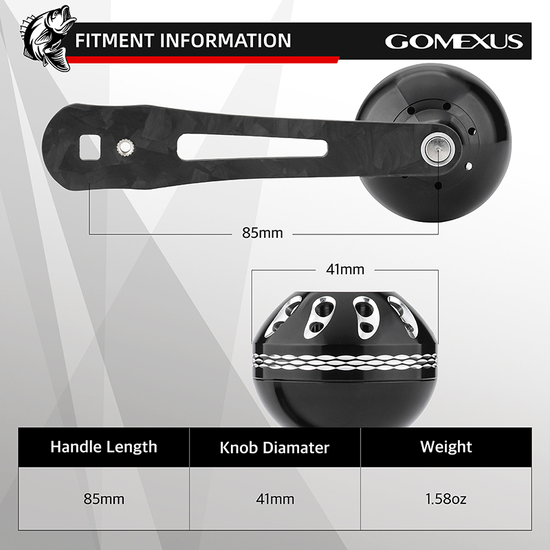 Gomexus Forged Carbon Handle for Conventional Reel with Aluminum Knob CL-B41