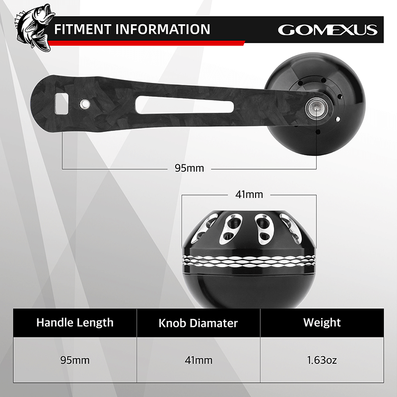 Gomexus Forged Carbon Handle for Conventional Reel with Aluminum Knob CL-B41