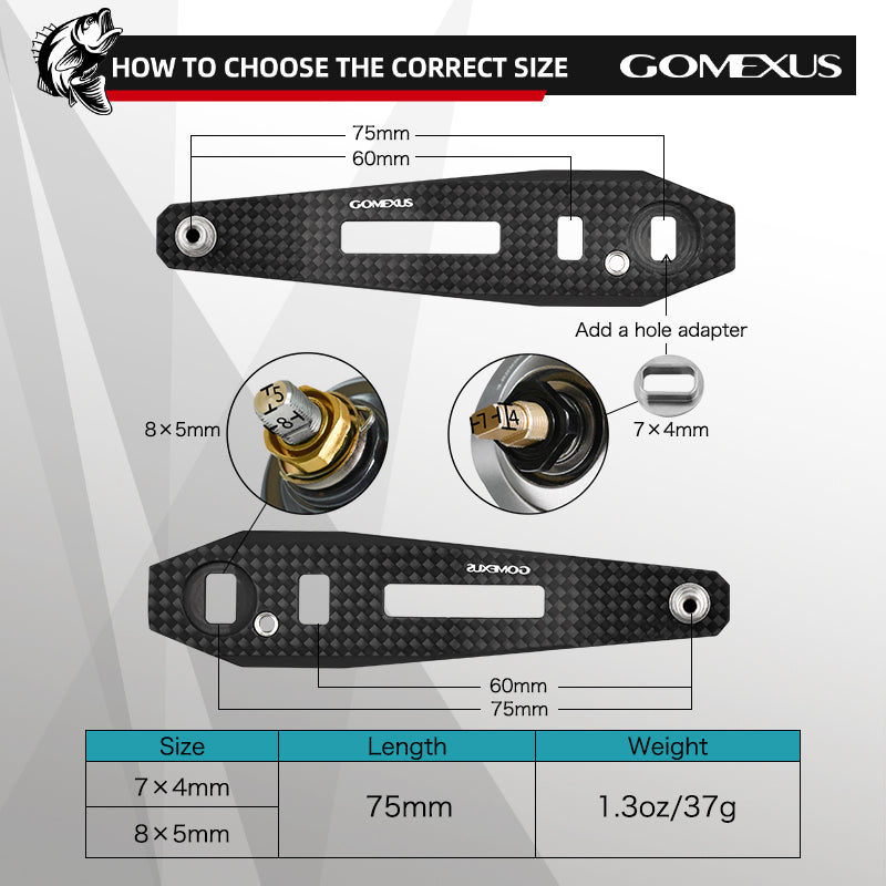 Gomexus Carbon Handle for Baitcasting Reel with Cork Knob LC-CA38
