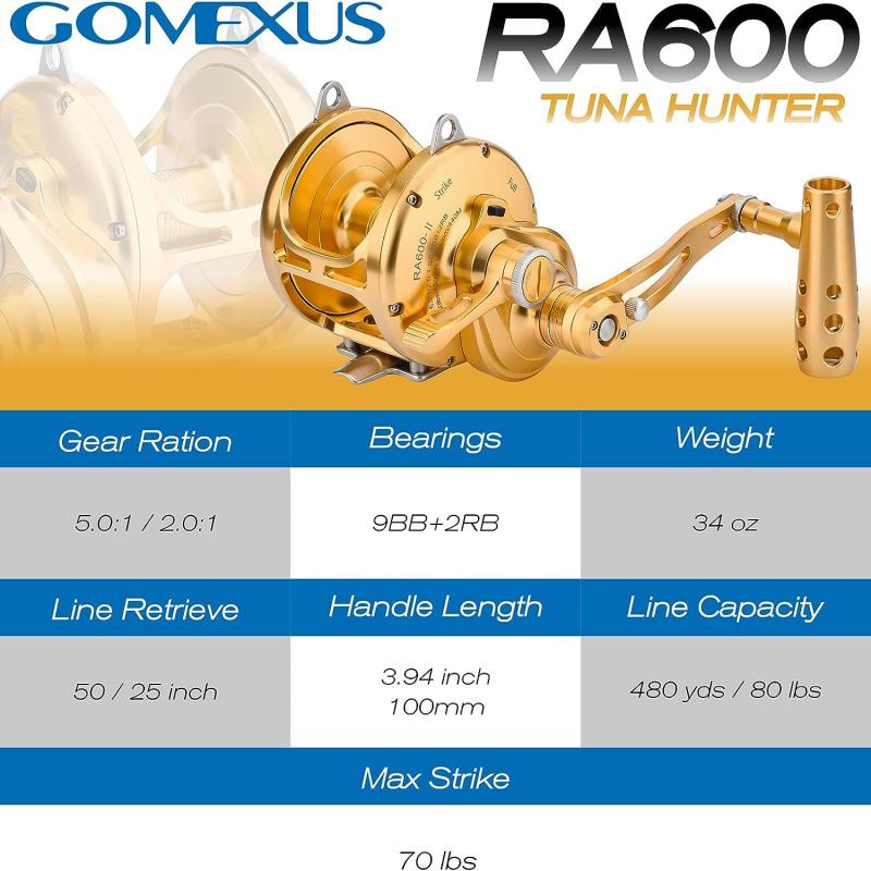 Carrete de arrastre de agua salada Gomexus® RA600D