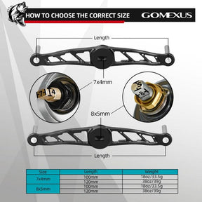 Gomexus Aluminum Handle for Baitcasting Reel with TPE Color Change Knob