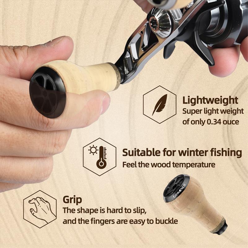Generic Lightweight Wood Metal Fishing Reel Handle Knob Wood Cork Handle  Knobs Replacement Parts For Baitcast/spinning/daiwa