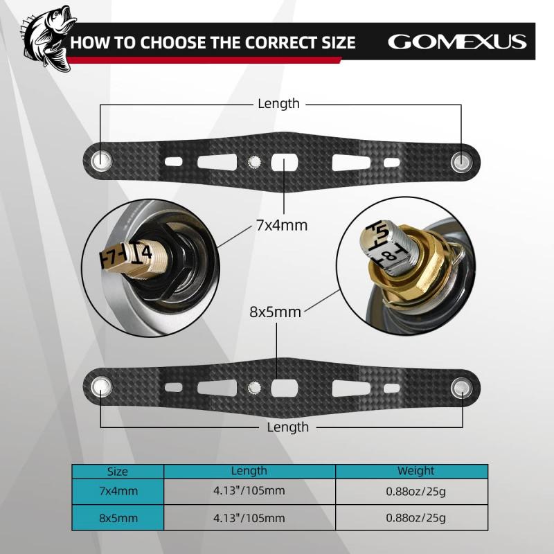 Gomexus Baitcasting Reel Handle Carbon LC75-A38 Black Gold / 8x5mm / 75mm