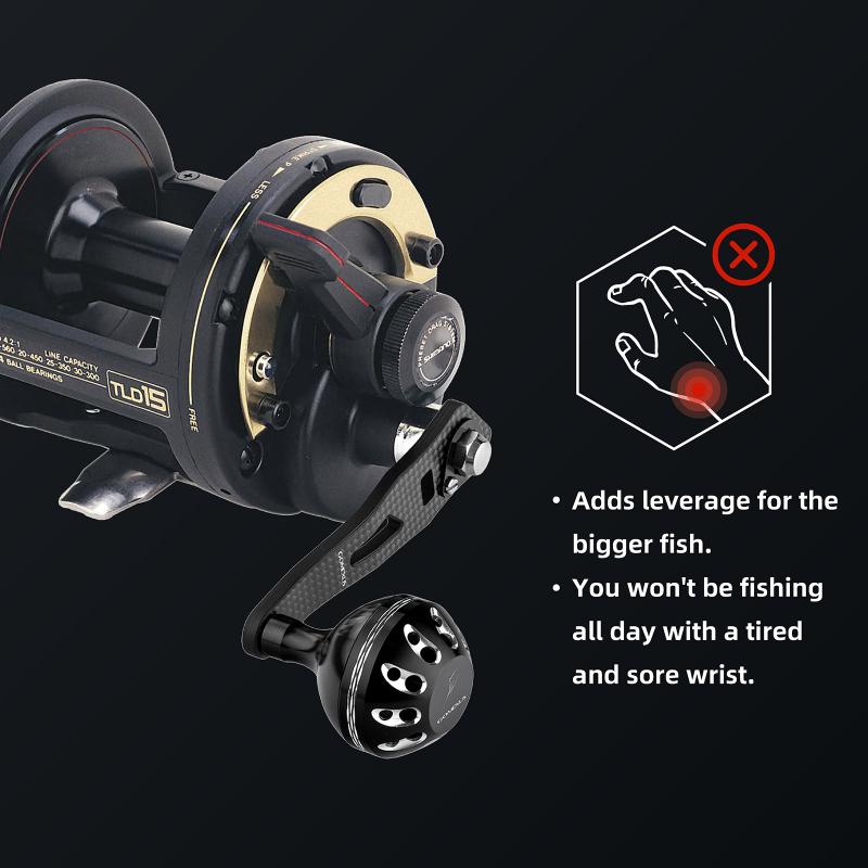 Comfortable Grip Metal Knob Carbon Fiber Fishing Reel Handle