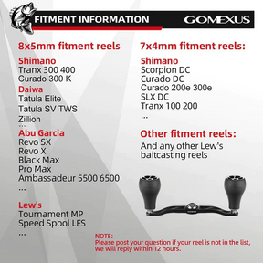 Gomexus Aluminum Handle for Baitcasting Reel with TPE Knob BDH-TPE30 Black Silver / 7x4mm / 120mm