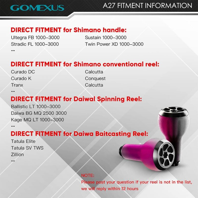 Gomexus TPE Reel Power Knob 27mm A27, Black / 27mm A27BKBK