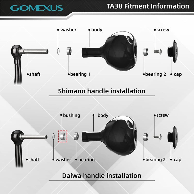 Gomexus Power Knob For Shimano | Daiwa | Spinning Reel Handle Kit 35mm 38mm  41mm