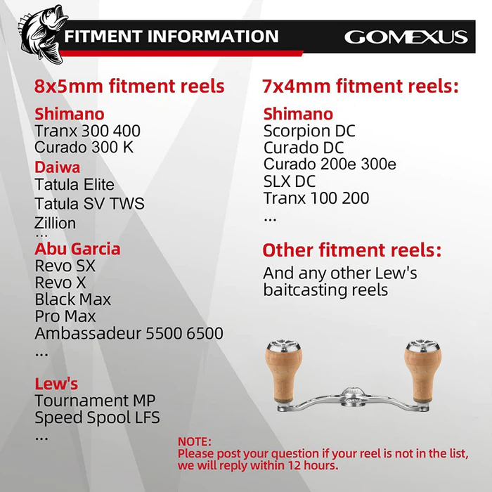 Gomexus Aluminum Handle for Baitcasting Reel with Cork Knob BDH-CA27 Black / 7x4mm / 120mm