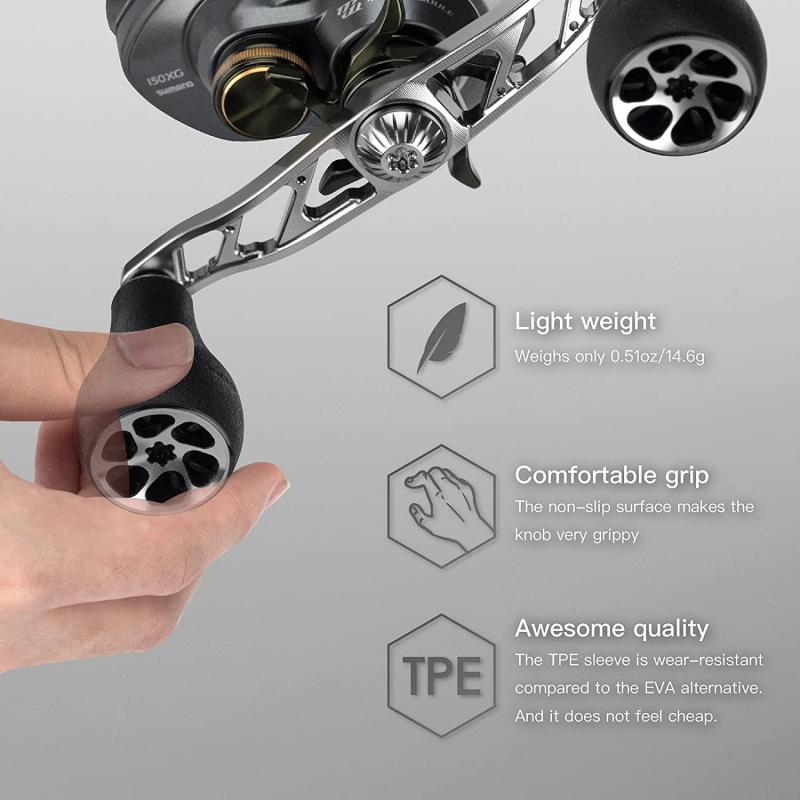 Gomexus Aluminum Handle for Baitcasting Reel with TPE Knob BDH-TPE30 Black Silver / 8x5mm / 120mm
