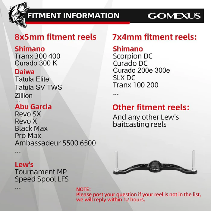 Gomexus 8x5mm Power Handle For Abu Garcia 6500 Daiwa Tatula TW