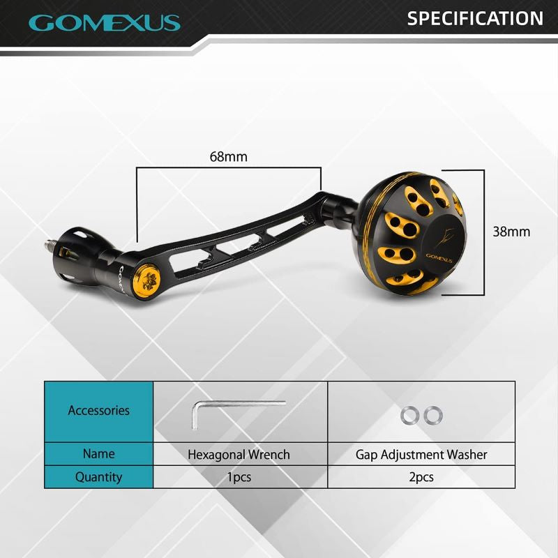 Gomexus Aluminum Handle for Daiwa Spinning Reel LMY-A38, Daiwa BG 1500-3000 / 70mm
