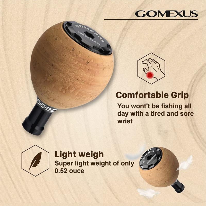 Gomexus Carbon Handle for Baitcasting Reel with Cork Knob LC-CA38, 8x5mm / 75mm