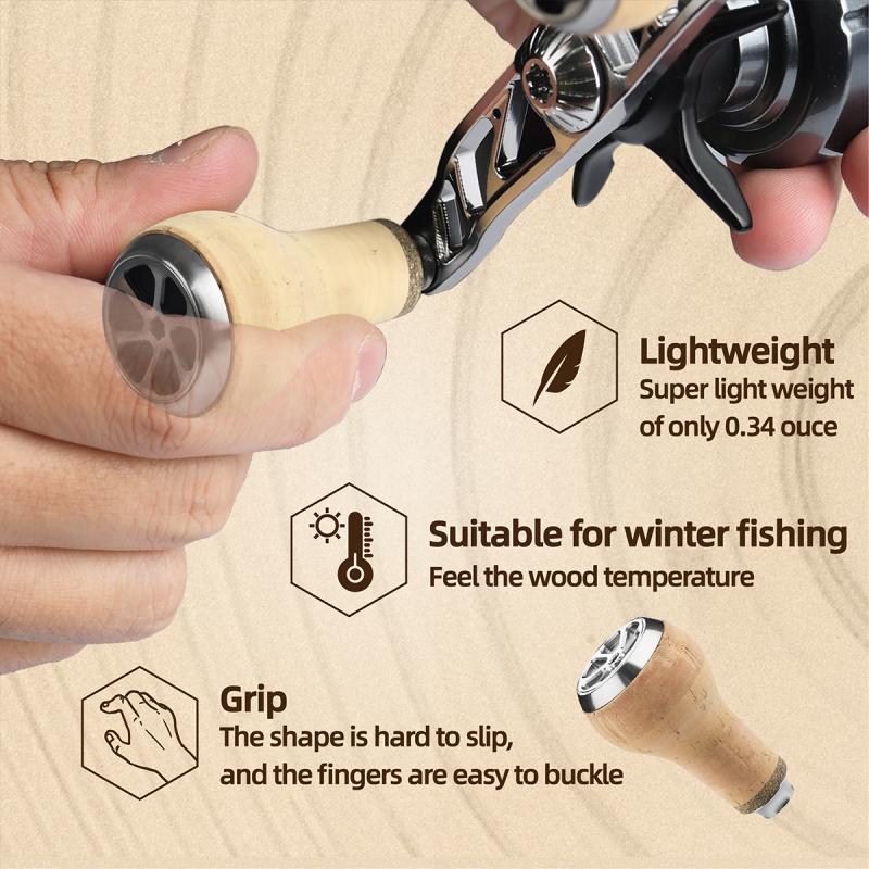 Fishing Reel Handle Knob Widely Used Good Durability Cork Crack Resistant Ultra  Light Reel Crank Knob for Angling Golden