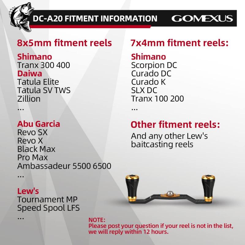 Gomexus Carbon Handle for Baitcasting Reel with Knob DC-FA30 Black / 7x4mm / 98mm