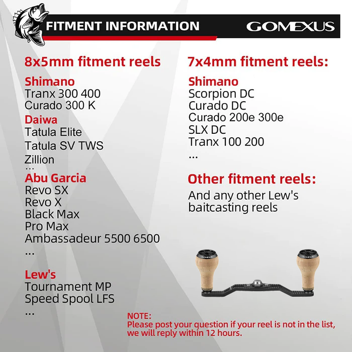 Gomexus 98mm Carbon Baitcaster Reel Handle for Shimano Daiwa Abu gracia  Lew's