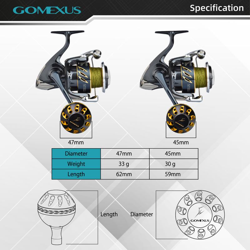 Gomexus Aluminum Reel Power Knob 45 47mm B45, Black Gold / 45mm