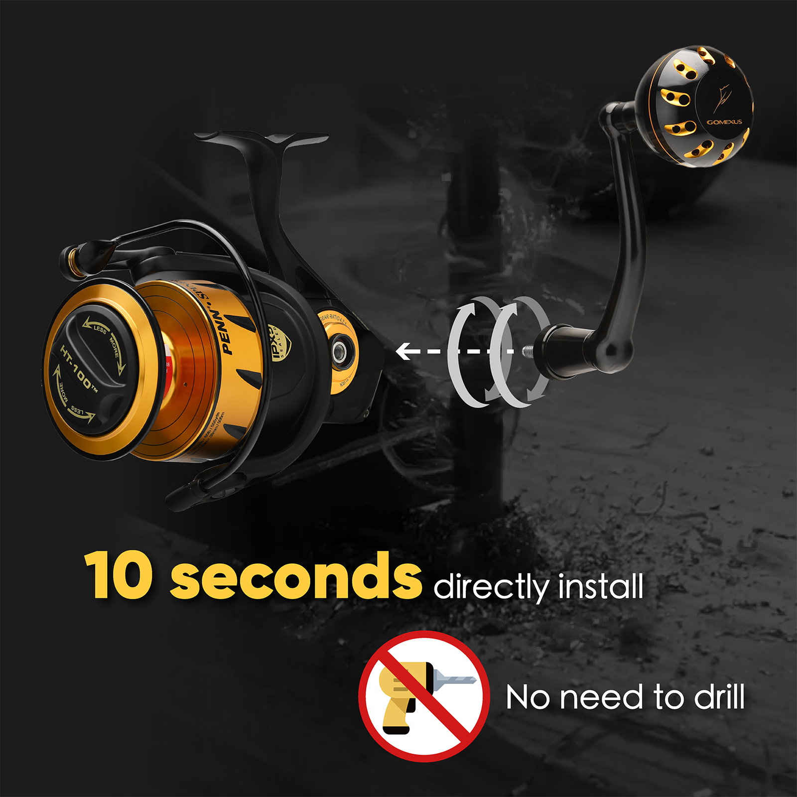MULINELLO PENN Fathom Low Profile Reel mano sinistra