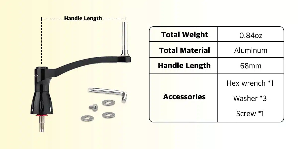 Gomexus Aluminum Handle for Spinning Reel LMY 1 Handle Specofication