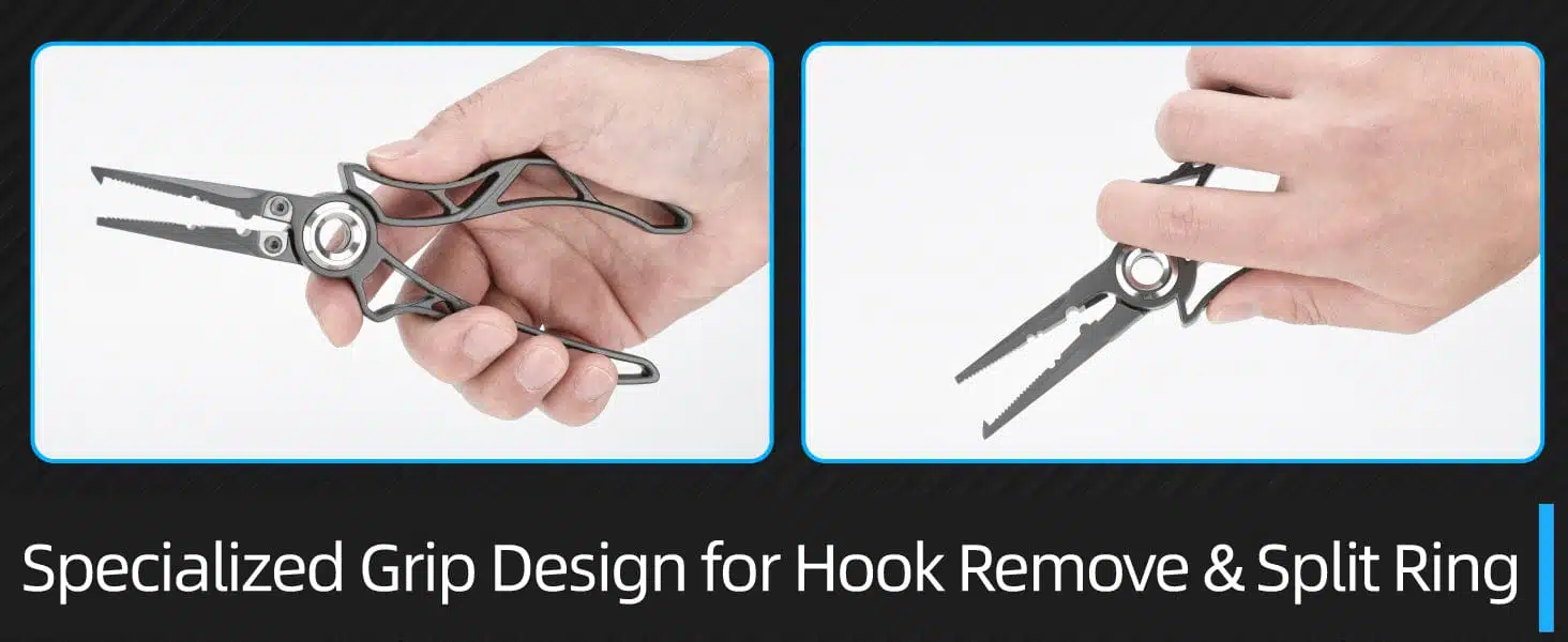 Ergonomic grip for hook removal.