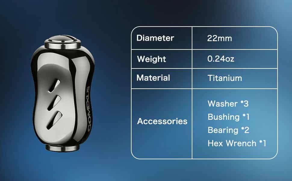 Gomexus Titanium Reel Power Knob 22mm T22 1 Titanium Reel Power