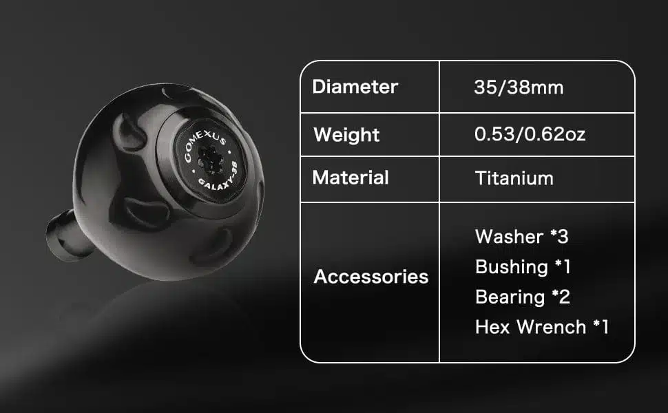 Gomexus Titanium Reel Power Knob 35 38mm TA38 1 Gomexus knob 38mm