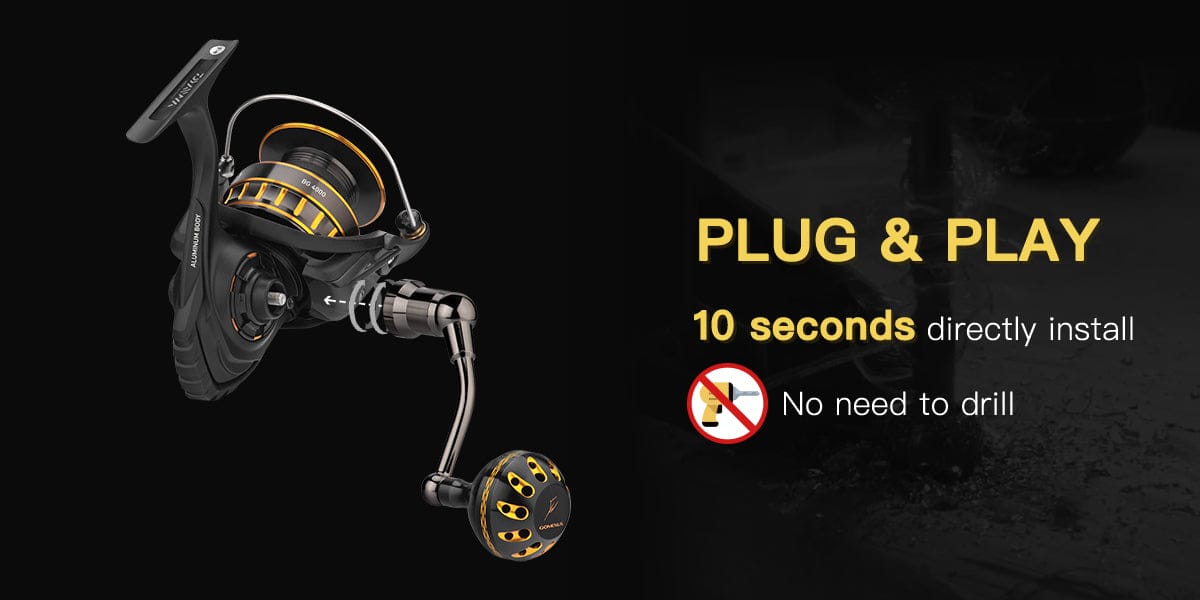 Gomexus Plug&Play Aluminum Power Handle For Daiwa BG Spinning Reel 2 plug&play handle for the daiwa BG