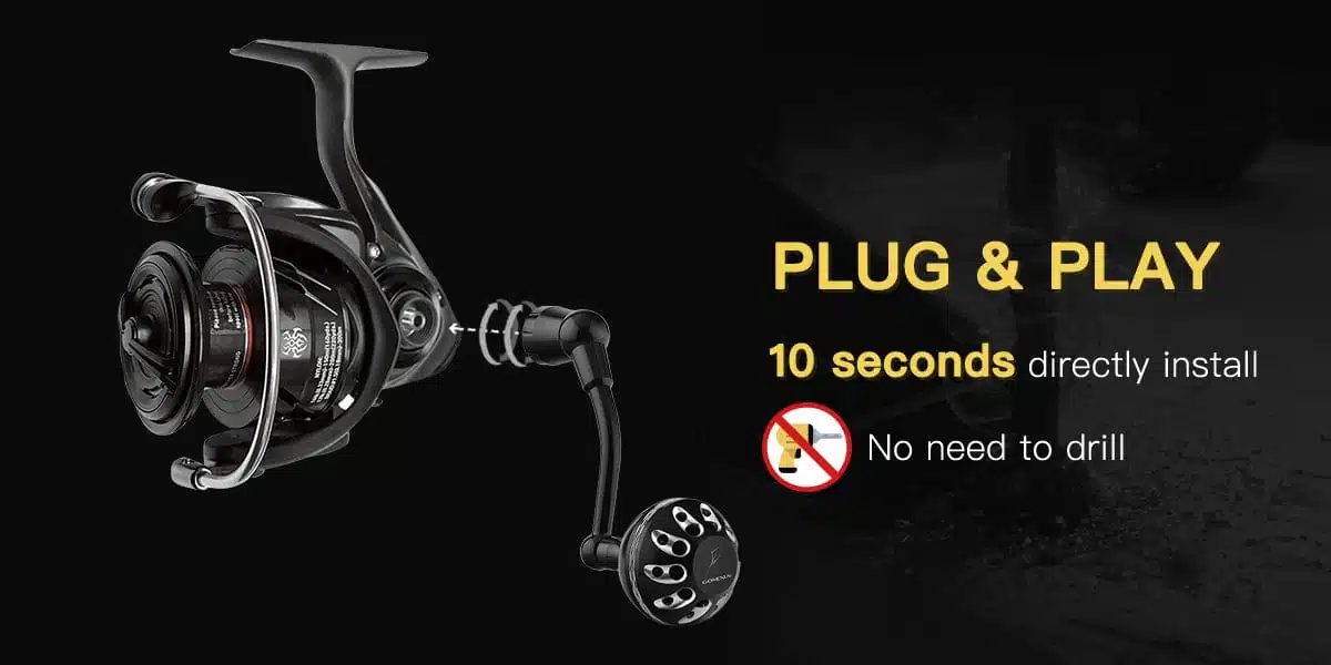 Gomexus Plug&Play Aluminum Power Handle For Daiwa Tatula LT Spinning Reel 2 plug&play handle