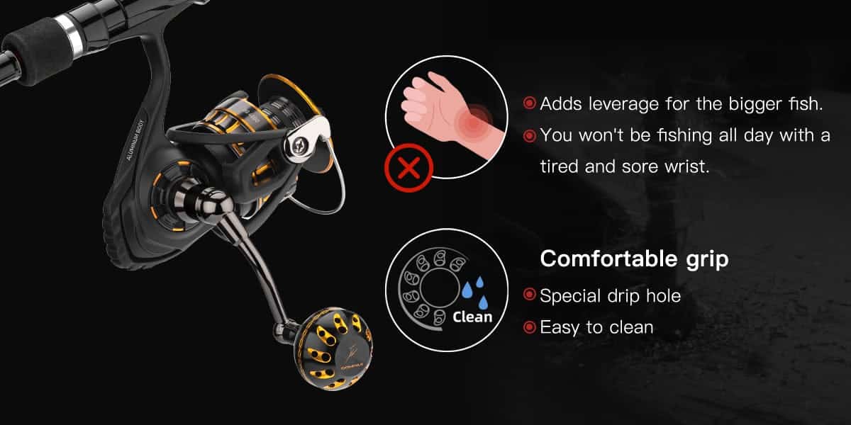 Gomexus Plug&Play Aluminum Power Handle For Daiwa BG Spinning Reel 3 Fishing reel with ergonomic features