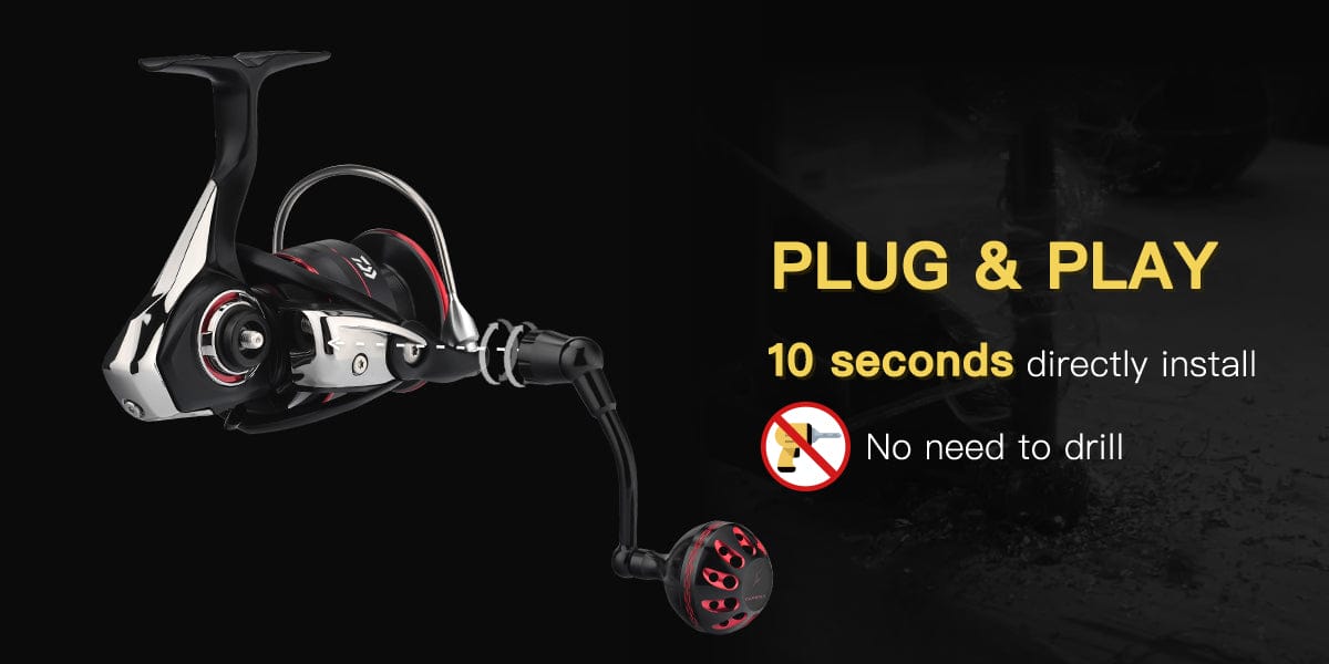 Gomexus Plug&Play Aluminum Power Handle For Daiwa Fuego LT Spinning Reel 2 Plug&play handle for the Daiwa fuego