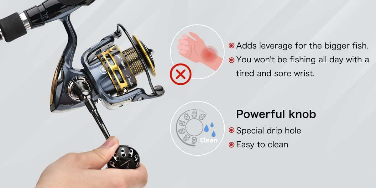 Gomexus Aluminum Handle for Pflueger President Spinning Reel 3 Comfortable knob