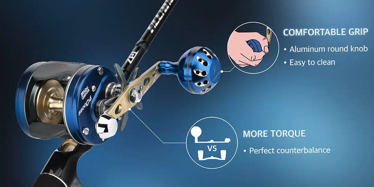 Gomexus Catfishing Handle for Conventional Reel Abu Garcia Ambassadeur