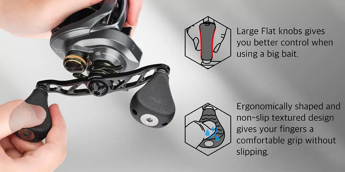 Gomexus Aluminum Handle for Baitcasting Reel with TPE Flat Knob BDH-TPE35 2 comfortable grip