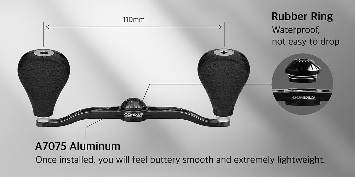 Gomexus Aluminum Handle for Baitcasting Reel with TPE Flat Knob BDH-TPE35 3 A7075 Aluminum