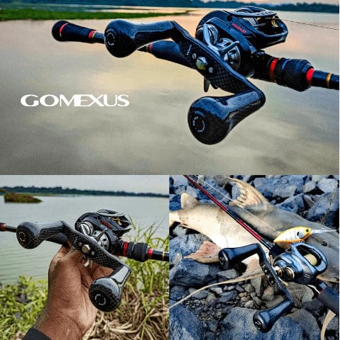 Gomexus fishing reel on display.