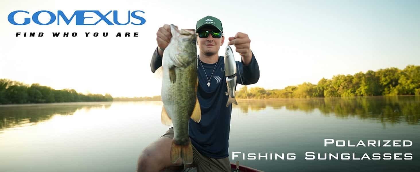 Gomexus J15 Fishing Sunglasses 1 Person holding large fish outdoors.