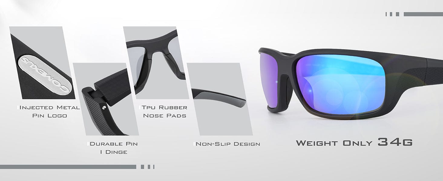 Gomexus F15 Fishing Sunglasses: No Plastic Lens 2 Lightweight design with non-slip features.