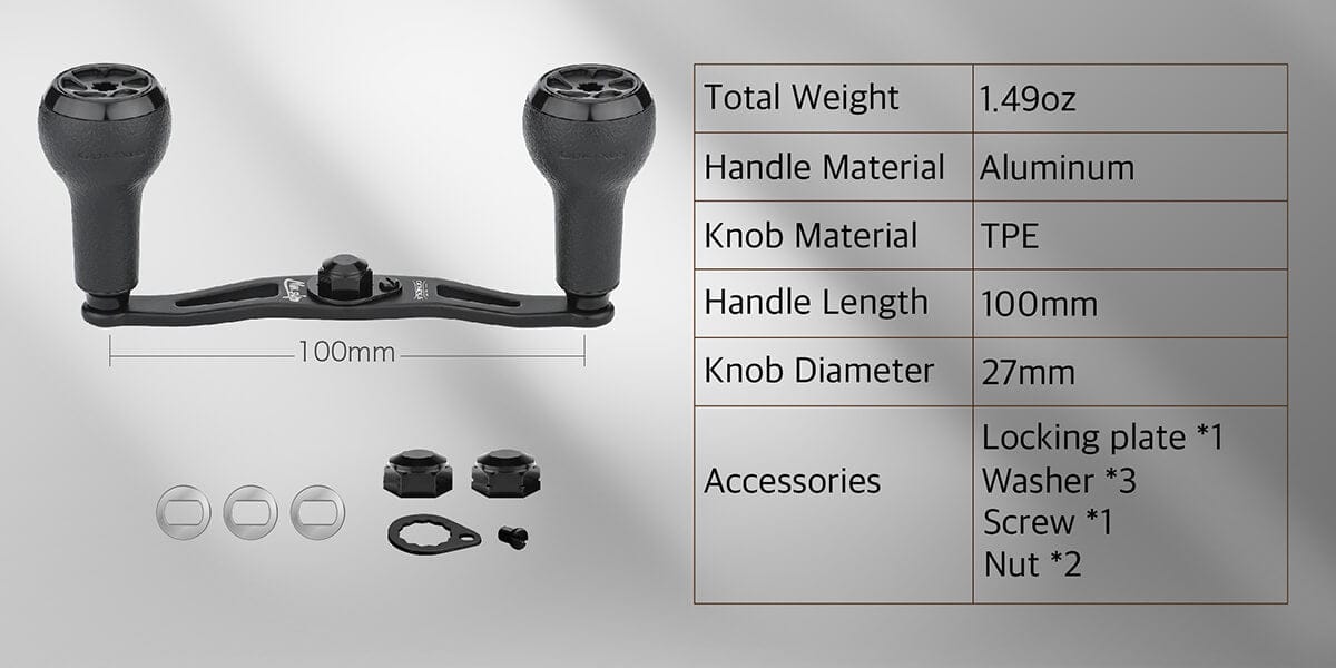Gomexus Aluminum Handle for Baitcasting Reel with TPE Knob MBD-A27 1 Gomexus handle