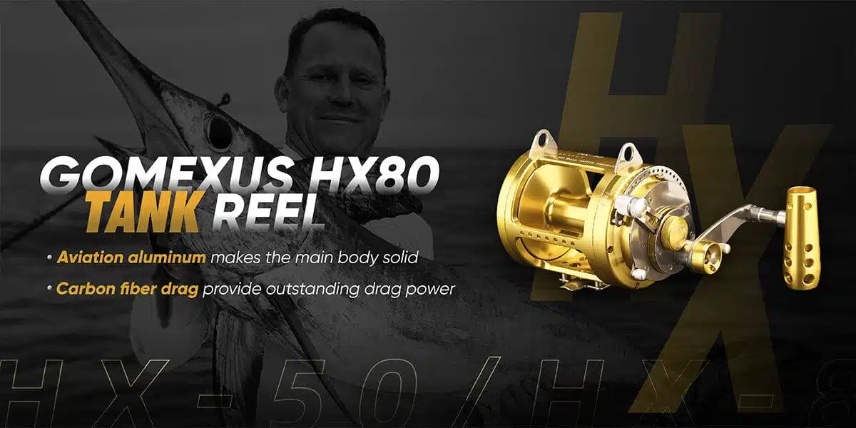 Gold fishing reel with specifications