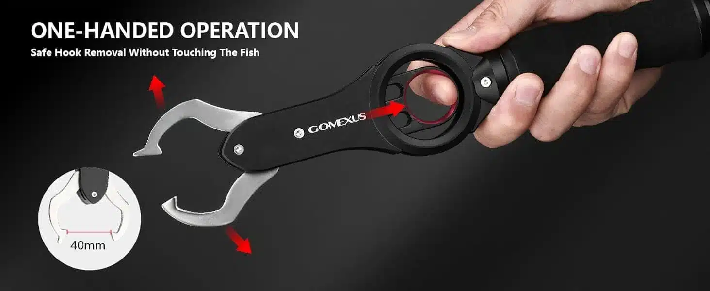 One-handed hook removal tool