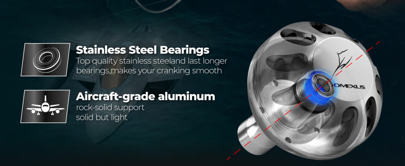 Round Aluminum Reel Power Knob comfortable grip
