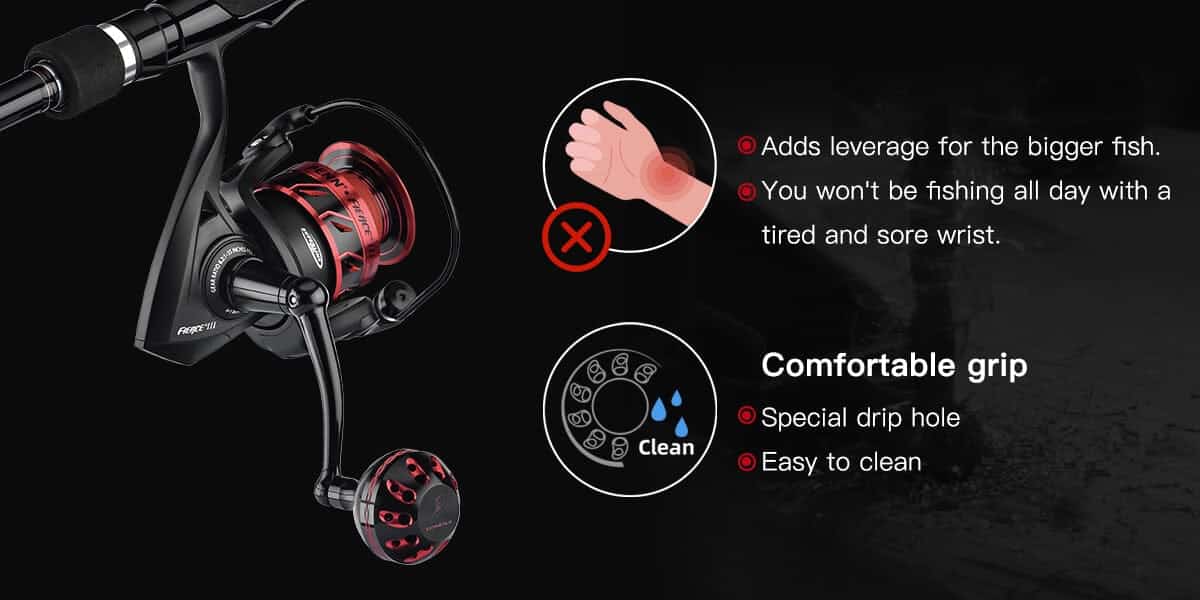 Gomexus Plug&Play Aluminum Power Handle For Penn Fierce III&IV 3 Comfortable grip for Penn Fierce