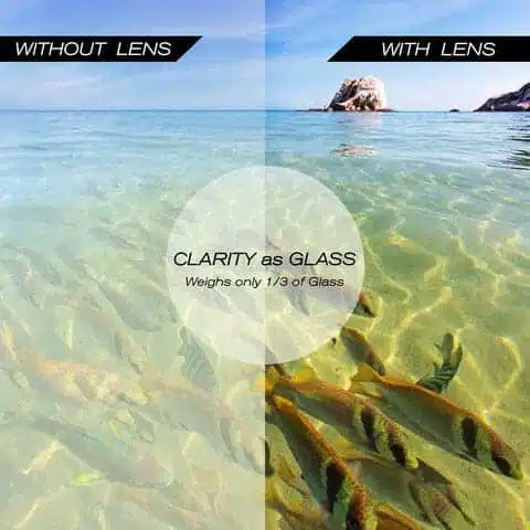 Clarity as Glass: Gomexus Fishing Sunglasses 3 Comparison of clarity with and without lens.