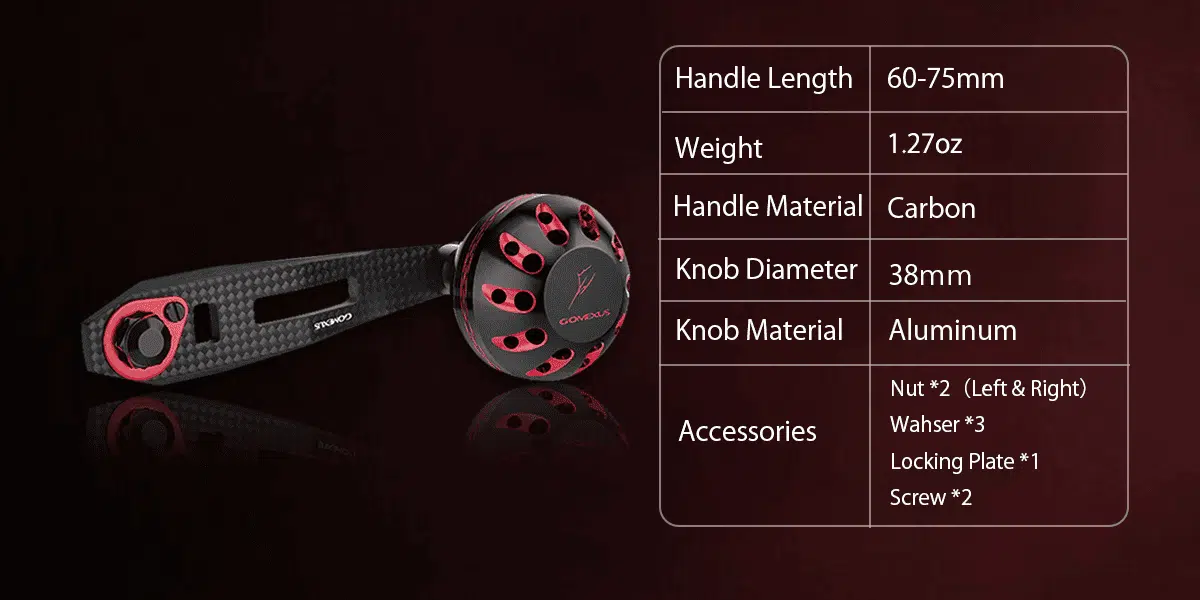 Gomexus Carbon Handle for Baitcasting Reel with Aluminum Knob LC-A38 1 Gomexus carbon handle 75mm