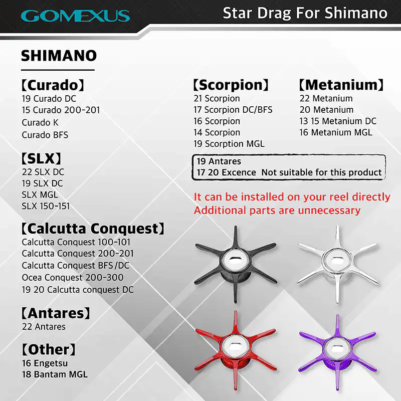 Gomexus DIY Aluminum Star Drag for Shimano Reels