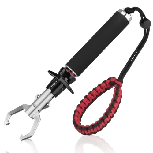 Gomexus G-Gripper E12 quick release fish gripper 316 stainless steel with crossguard and braided lanyard