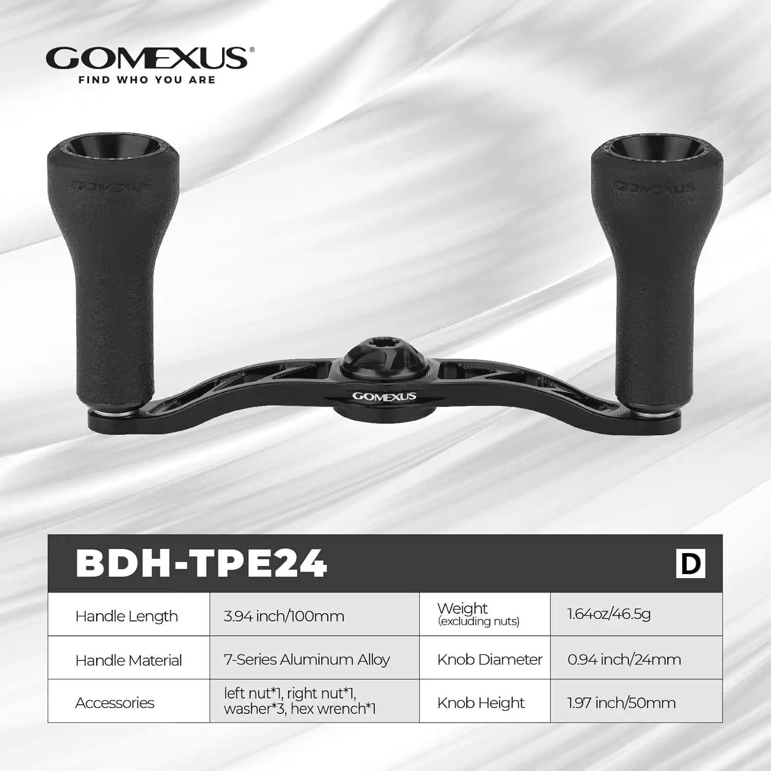 Gomexus Aluminum Handle for Baitcasting Reel with TPE Knob BDH-TPE24