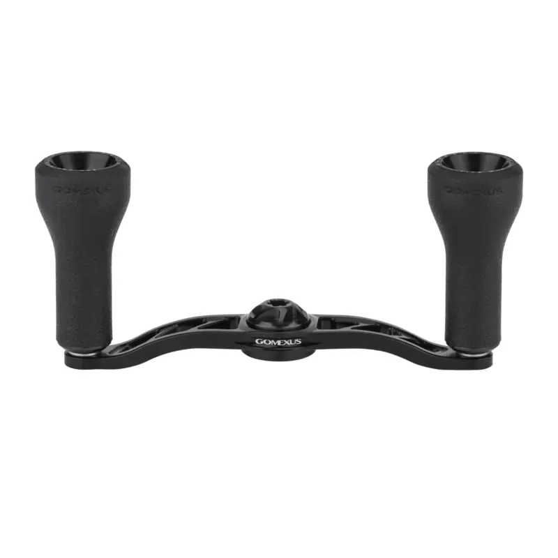 Gomexus BDH-TPE24 100mm ultralight aluminum baitcasting reel handle with 24mm TPE knobs in solid black.