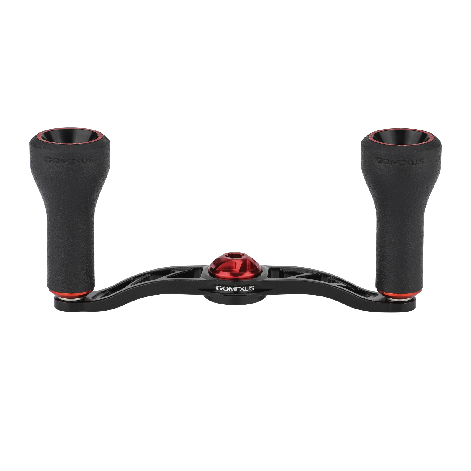 gomexus-bdh-tpe24-100mm-baitcasting-handle-black-red Gomexus BDH-TPE24 100mm baitcasting reel power handle with 24mm TPE knobs in black and red accents.