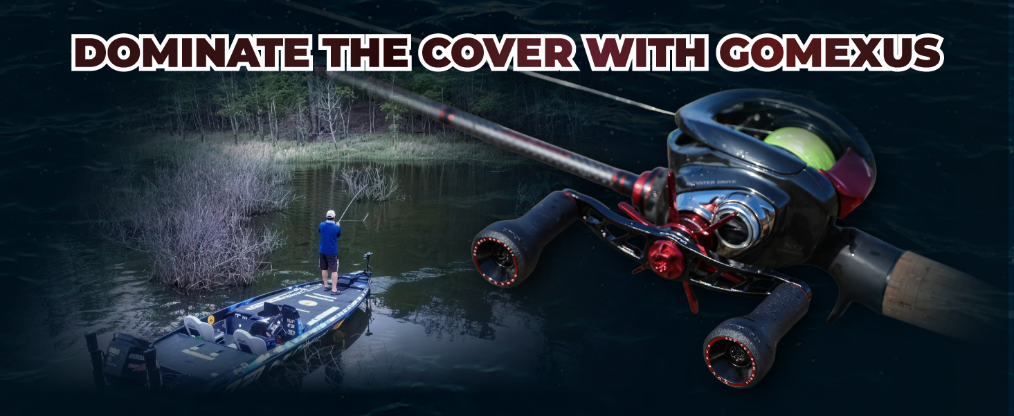 Gomexus BDH-TPE24 | Baitcasting Reel Handle Upgrade (100mm) with TPE Knobs 1 Gomexus BDH-TPE24 100mm baitcasting handle with 24mm TPE knobs installed for bass fishing